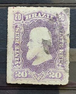 Selo RHM 38 Dom Pedro II 20 Reis Ano 1877 Império Perce Barba Branca 06