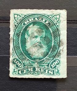 Selo RHM 41 Dom Pedro II 100 Reis Ano 1877 Império Perce Barba Branca 07