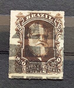 Selo RHM 43 Dom Pedro II 260 Reis Ano 1877 Império Perce Barba Branca 02