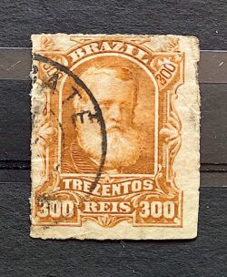 Selo RHM 44 Dom Pedro II 300 Reis Ano 1878 Império Perce Barba Branca 04