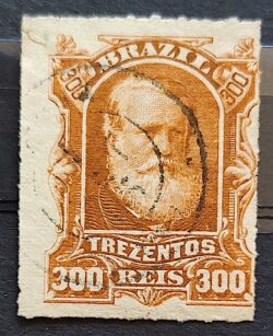 Selo RHM 44 Dom Pedro II 300 Reis Ano 1878 Império Perce Barba Branca 06
