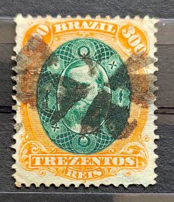 Selo RHM 47 Dom Pedro II 300 Reis Ano 1878 Império Auriverde 02