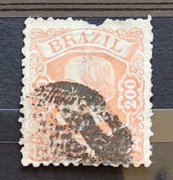 Selo RHM 56 Dom Pedro II 200 Reis Ano 1884 Império Cabeca Grande 04