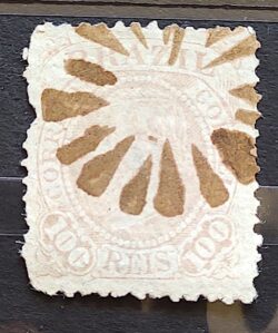 Selo RHM 59 Dom Pedro II 100 Reis Ano 1883 Império Fundo Correio 06