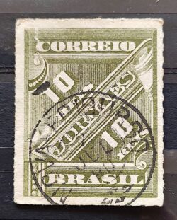 J 10 Selo Jornais Cifra 10 Reis 1889 1 Circulado