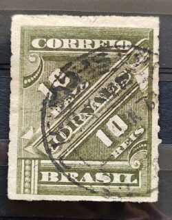 J 10 Selo Jornais Cifra 10 Reis 1889 4 Circulado