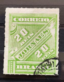 J 11 Selo Jornais Cifra 20 Reis 1889 2 Circulado