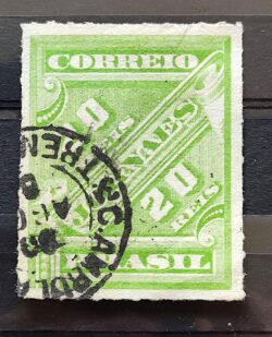 J 11 Selo Jornais Cifra 20 Reis 1889 3 Circulado