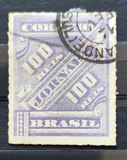 J 13 Selo Jornais Cifra 100 Reis 1889 1 Circulado