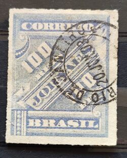 J 13 Selo Jornais Cifra 100 Reis 1889 2 Circulado