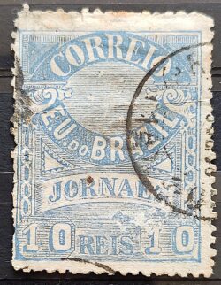 J 22 Selo Jornais Cifra 10 Reis Cruzeiro do Sul 1890 1 Circulado