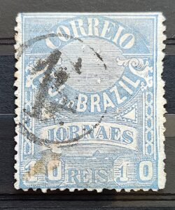 J 22 Selo Jornais Cifra 10 Reis Cruzeiro do Sul 1890 2 Circulado