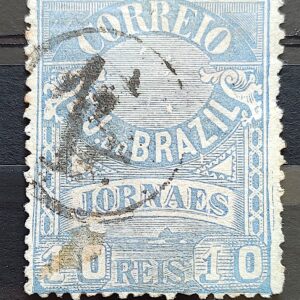 J 22 Selo Jornais Cifra 10 Reis Cruzeiro do Sul 1890 2 Circulado