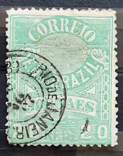 J 23 a Selo Jornais Cifra 10 Reis Cruzeiro do Sul 1890 1 Circulado