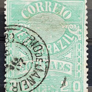 J 23 a Selo Jornais Cifra 10 Reis Cruzeiro do Sul 1890 1 Circulado