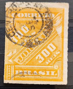 J 6 Selo Jornais Cifra 300 Reis 1889 1 Circulado