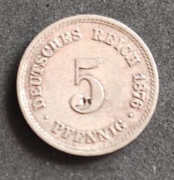 Moeda Alemanha 1876 5 Pfennig D 1