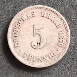 Moeda Alemanha 1876 5 Pfennig D 1