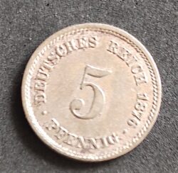 Moeda Alemanha 1876 5 Pfennig D 3