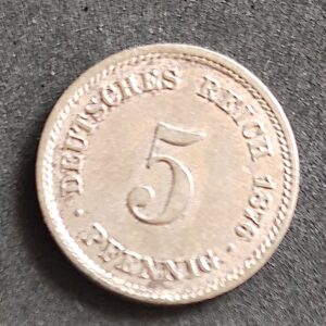 Moeda Alemanha 1876 5 Pfennig D 3