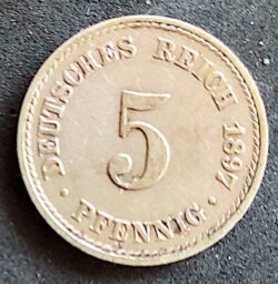 Moeda Alemanha 1897 5 Pfennig A 1