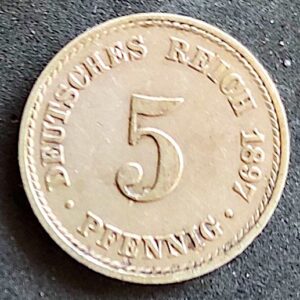Moeda Alemanha 1897 5 Pfennig A 1