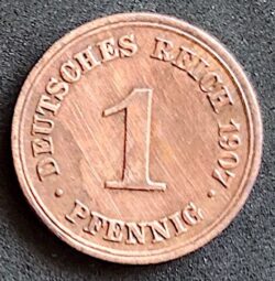 Moeda Alemanha 1907 1 Pfennig D 1