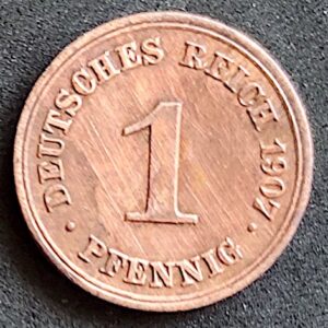 Moeda Alemanha 1907 1 Pfennig D 1