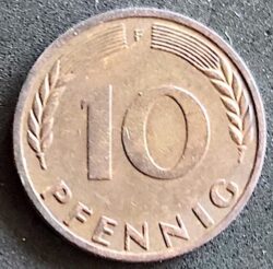 Moeda Alemanha 1950 10 Pfennig F 1