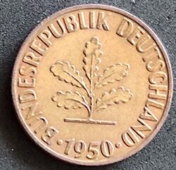 Moeda Alemanha 1950 10 Pfennig F 1