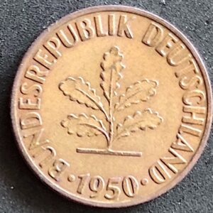 Moeda Alemanha 1950 10 Pfennig F 1