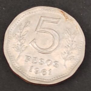 Moeda Argentina 1961 5 Pesos 1