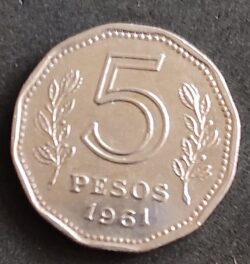 Moeda Argentina 1961 5 Pesos 5