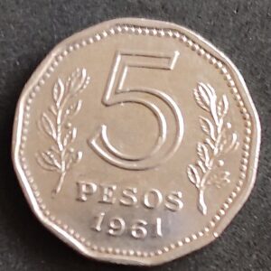 Moeda Argentina 1961 5 Pesos 5