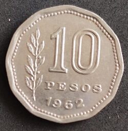 Moeda Argentina 1962 10 Pesos 1