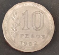 Moeda Argentina 1962 10 Pesos 3