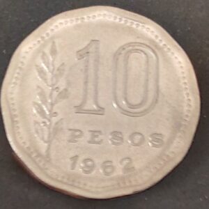 Moeda Argentina 1962 10 Pesos 3