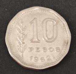 Moeda Argentina 1962 10 Pesos 5