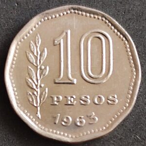 Moeda Argentina 1963 10 Pesos 1