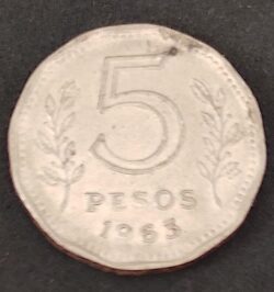 Moeda Argentina 1963 5 Pesos 3