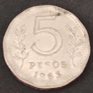 Moeda Argentina 1963 5 Pesos 3