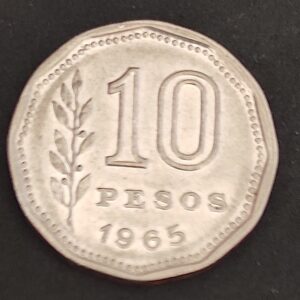 Moeda Argentina 1965 10 Pesos 3