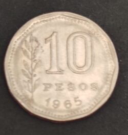 Moeda Argentina 1965 10 Pesos 5