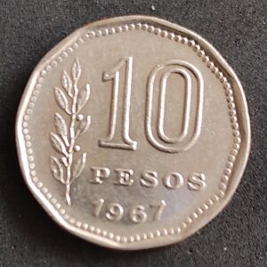 Moeda Argentina 1967 10 Pesos 1