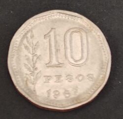 Moeda Argentina 1967 10 Pesos 3