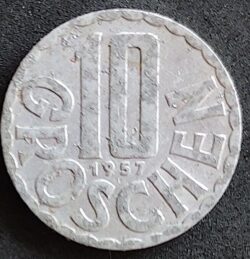 Moeda Áustria 1957 10 Groschen 1