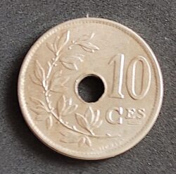 Moeda Bélgica 1904 10 Centavos 1