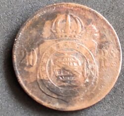 Moeda Brasil 1869 20 Réis Dom Pedro 1