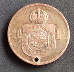 Moeda Brasil 1869 20 Réis Dom Pedro 3
