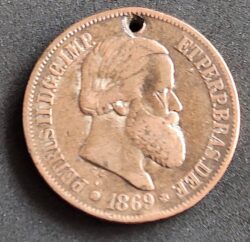 Moeda Brasil 1869 20 Réis Dom Pedro 3